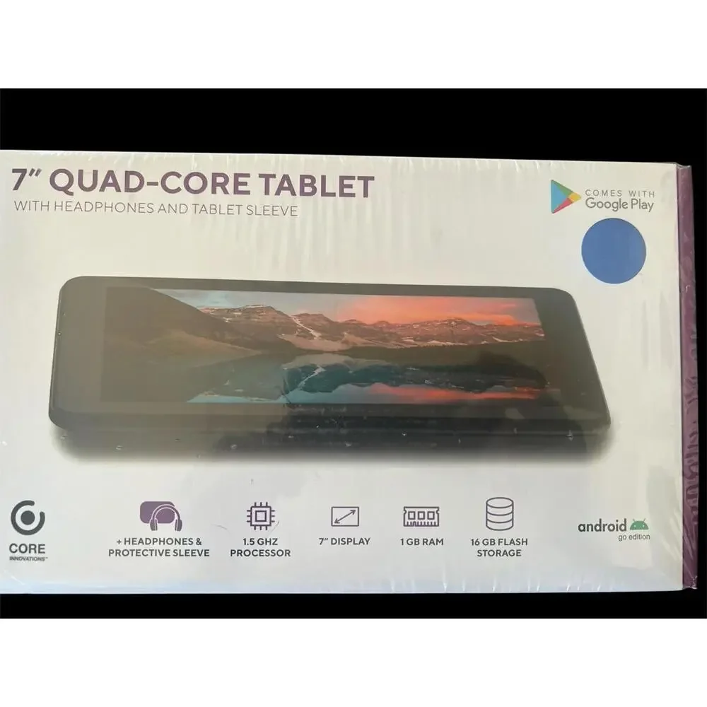 7” Quad Core Tablet w/Headphones and Tablet Sleeve - Blue